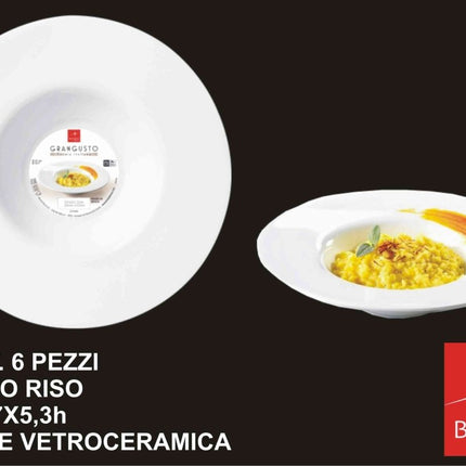 Bormioli Rocco Piatto Grangusto: Set 6 Pezzi in Vetro Opale Temperato per Ristoranti, Cucina e Dessert - Tutto Tutto Meno Meno