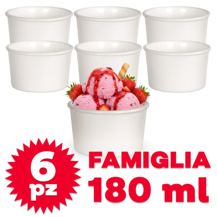 Bormioli Rocco Coppetta Gelato e Dessert "Aromateca" in Vetro Opale Bianco - 180ml (18cl) - Ciotola Resistente e Impilabile per Dolci, Finger Food, Salse e Degustazioni - Design Moderno Ø 8,7 cm 6 Pezzi (180ml x6) Bormioli Rocco