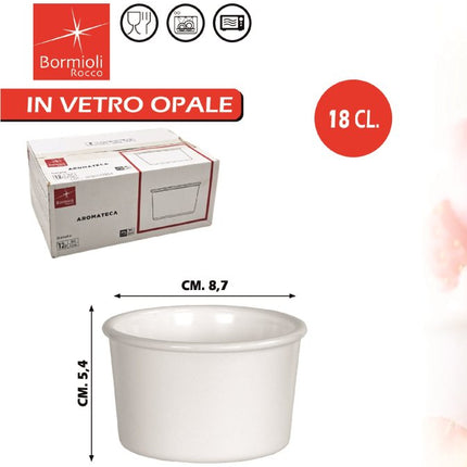 Bormioli Rocco Coppetta Gelato e Dessert "Aromateca" in Vetro Opale Bianco - 180ml (18cl) - Ciotola Resistente e Impilabile per Dolci, Finger Food, Salse e Degustazioni - Design Moderno Ø 8,7 cm Bormioli Rocco