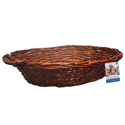 Cesto in Vimini Naturale per Regali Natalizi e Pasquali Idea Cesta Regalo Artigianale Decorativa Ovale Noce 46 x 36 x 13 cm New Arcobaleno