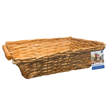 Cesto in Vimini Naturale per Regali Natalizi e Pasquali Idea Cesta Regalo Artigianale Decorativa Rettangolare Miele 46 x 34 x 13 cm New Arcobaleno