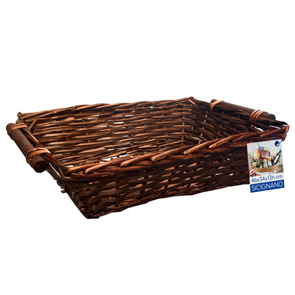 Cesto in Vimini Naturale per Regali Natalizi e Pasquali Idea Cesta Regalo Artigianale Decorativa Rettangolare Noce 46 x 34 x 13 cm New Arcobaleno