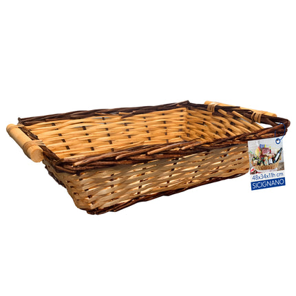 Cesto in Vimini Naturale per Regali Natalizi e Pasquali Idea Cesta Regalo Artigianale Decorativa Rettangolare Miele Noce 46 x 34 x 13 cm New Arcobaleno