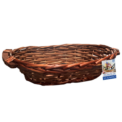 Cesto in Vimini Naturale per Regali Natalizi e Pasquali Idea Cesta Regalo Artigianale Decorativa Ovale Noce 36 x 27 x 10 cm New Arcobaleno