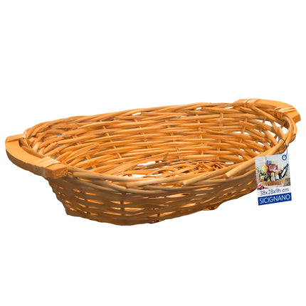 Cesto in Vimini Naturale per Regali Natalizi e Pasquali Idea Cesta Regalo Artigianale Decorativa Ovale Miele 36 x 27 x 10 cm New Arcobaleno