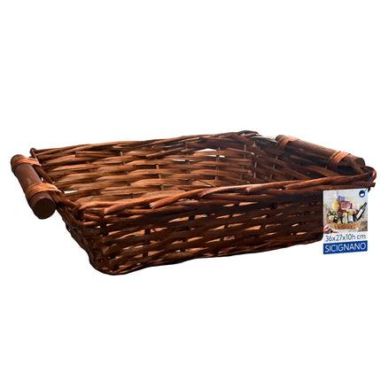 Cesto in Vimini Naturale per Regali Natalizi e Pasquali Idea Cesta Regalo Artigianale Decorativa Rettangolare Noce 36 x 27 x 10 cm New Arcobaleno