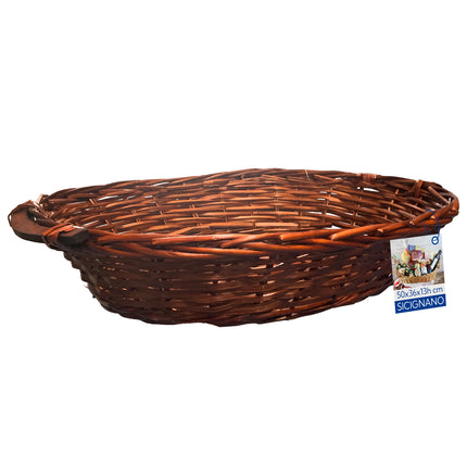 Cesto in Vimini Naturale per Regali Natalizi e Pasquali Idea Cesta Regalo Artigianale Decorativa Ovale Noce 50 x 36 x 13 cm New Arcobaleno