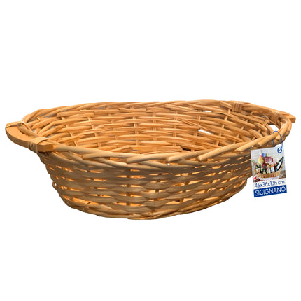 Cesto in Vimini Naturale per Regali Natalizi e Pasquali Idea Cesta Regalo Artigianale Decorativa Ovale Miele 46 x 36 x 13 cm New Arcobaleno