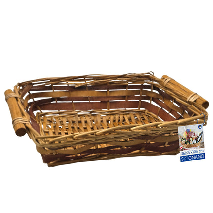 Cesto in Vimini Naturale per Regali Natalizi e Pasquali Idea Cesta Regalo Artigianale Decorativa Rettangolare Miele Noce 36 x 27 x 10 cm New Arcobaleno