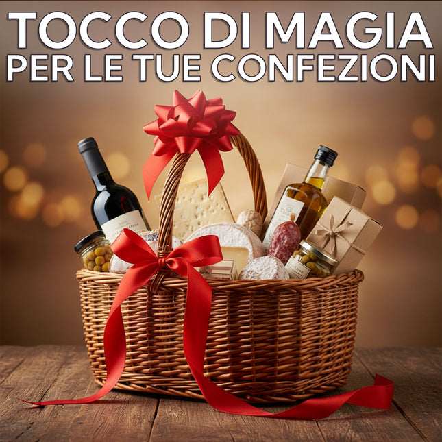 Set 10 Coccarde Natalizie Rosse Grandi con Tirante Rapi-Fiocco per Cesti e Regali New Arcobaleno