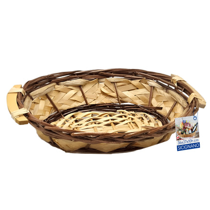 Cesto in Vimini Naturale per Regali Natalizi e Pasquali Idea Cesta Regalo Artigianale Decorativa Ovale Miele Noce 36 x 27 x 10 cm New Arcobaleno