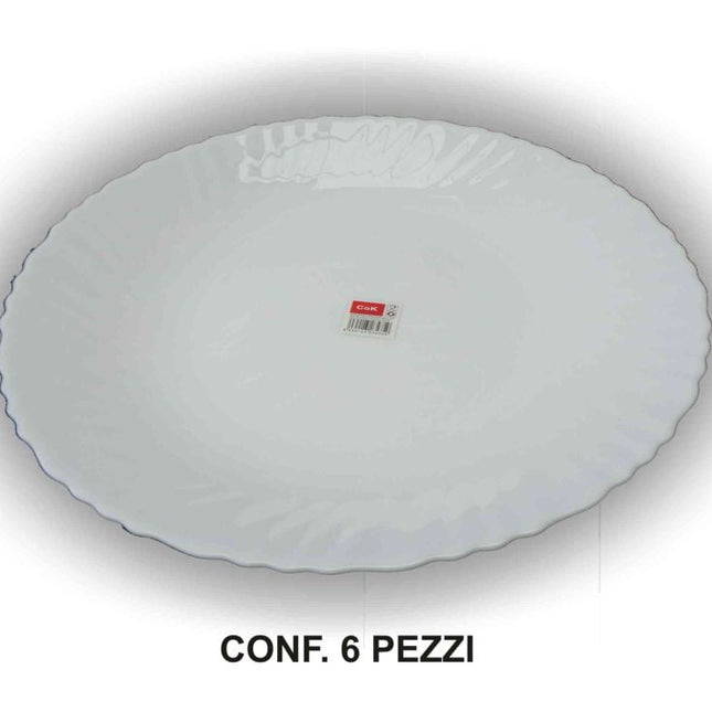 Piatto Piano Titan Ceramica Bianco Cm.24 Confezione 6 Pezzi Cegeco & Alar