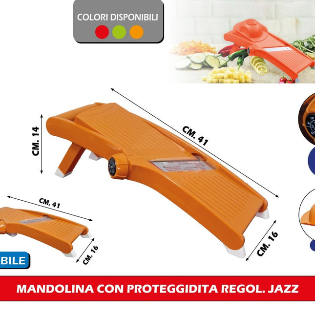 Mandolina Professionale Regolabile Jazz con Proteggidita (0.5-8mm) – Affetta Verdure Salvaspazio per Chips e Julienne Borella Casalinghi srl