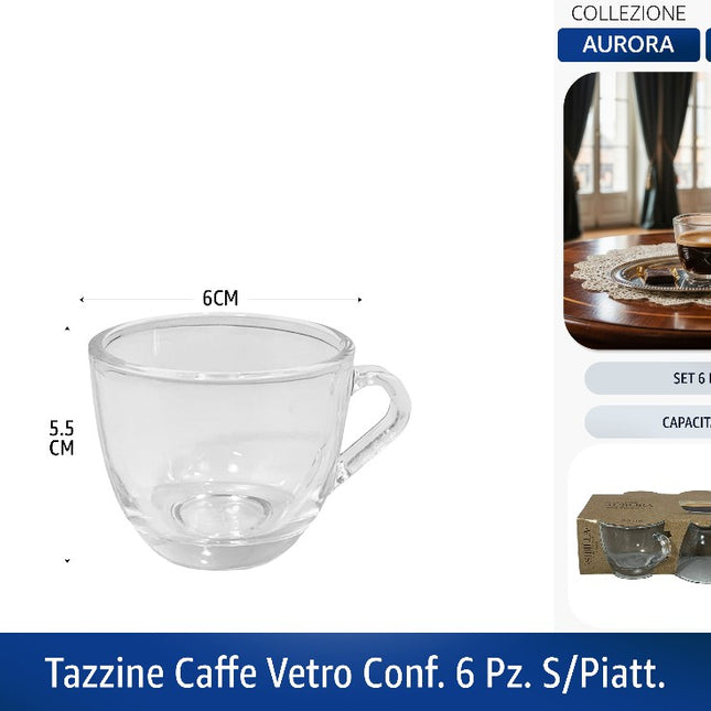 Tazzine Caffe Vetro Conf. 6 Pz. S/Piatt Galileo
