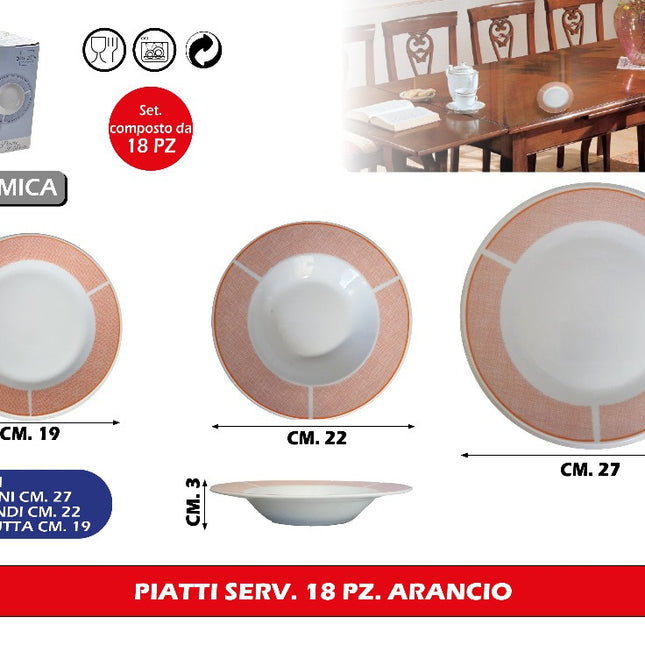 Piatti Serv. 18 Pz. Arancio Borella Casalinghi srl