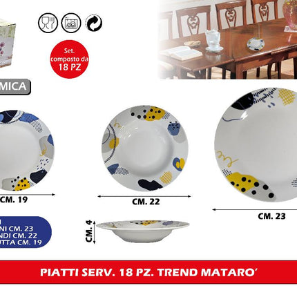 Piatti Serv. 18 Pz. Trend Mataro' Borella Casalinghi srl