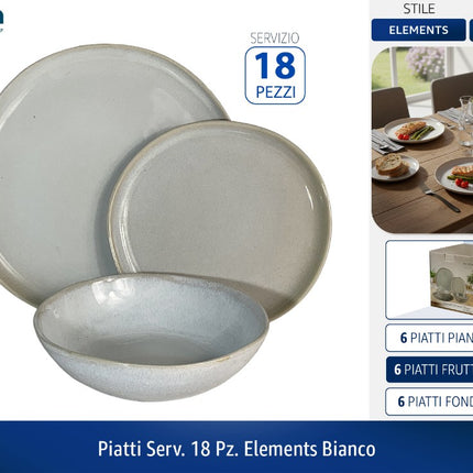 PIATTI SERV. 18 PZ. ELEMENTS BIANCO Borella Casalinghi srl