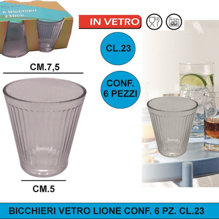 Bicchieri Vetro Lione Conf. 6 Pz. Cl.24 Borella Casalinghi srl