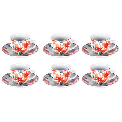 Tazzine Caffè Set 6 Pezzi Fantasia Cadice Con piattini Borella Casalinghi srl