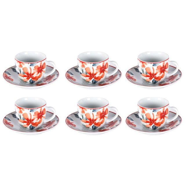 Tazzine Caffè Set 6 Pezzi Fantasia Cadice Con piattini Borella Casalinghi srl