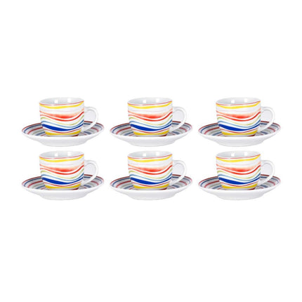 Tazzine Caffè Set 6 Pezzi Fantasia Paros Con piattini Borella Casalinghi srl