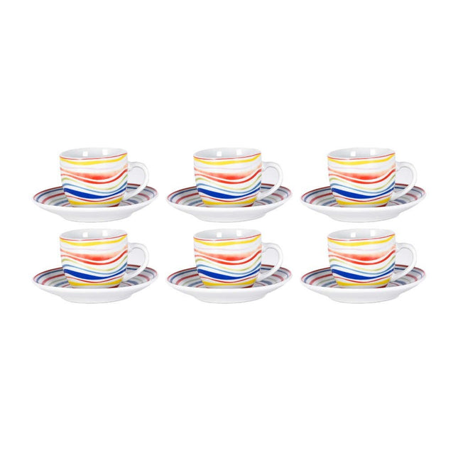 Tazzine Caffè Set 6 Pezzi Fantasia Paros Con piattini Borella Casalinghi srl