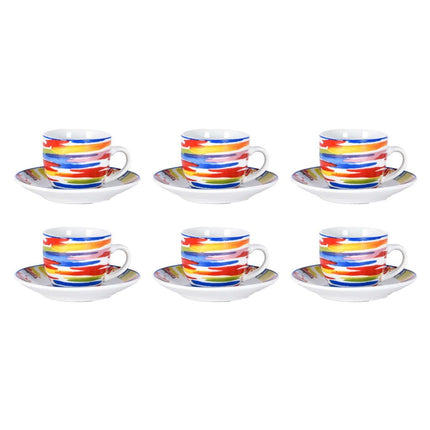 Tazzine Caffè Set 6 Pezzi con Piattini Fantasia Milos Borella Casalinghi srl