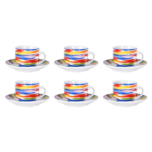 Tazzine Caffè Set 6 Pezzi con Piattini Fantasia Milos Borella Casalinghi srl