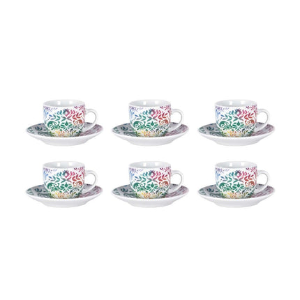 Tazzine Caffè Set 6 Pezzi con Piattini Fantasia Santorini Borella Casalinghi srl