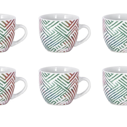 Set 6 Tazzine Caffè in Ceramica Fantasia Geometrica Madrid Borella Casalinghi srl