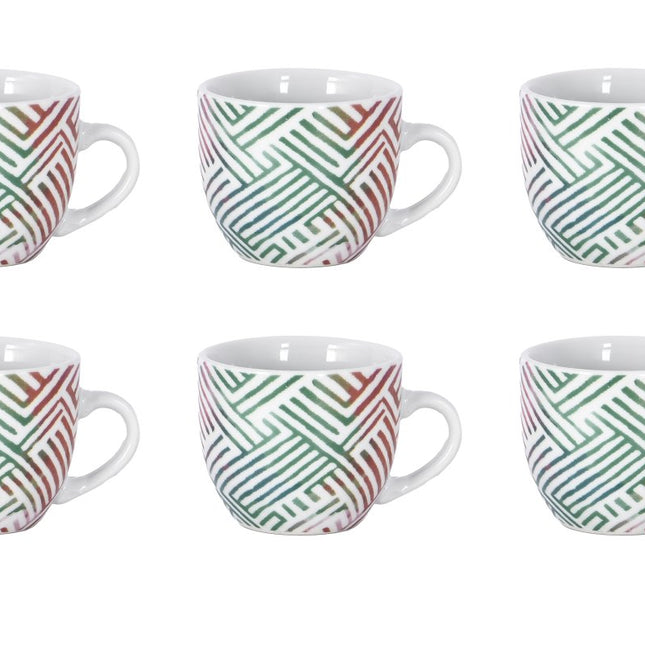 Set 6 Tazzine Caffè in Ceramica Fantasia Geometrica Madrid Borella Casalinghi srl