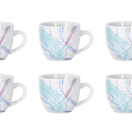 Set 6 Tazzine Caffè in Ceramica Fantasia Astratta Lisbona Borella Casalinghi srl