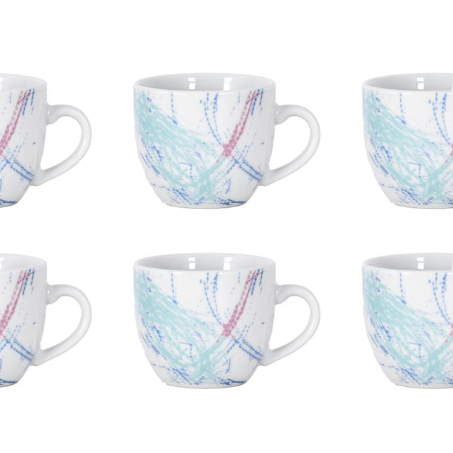 Set 6 Tazzine Caffè in Ceramica Fantasia Astratta Lisbona Borella Casalinghi srl
