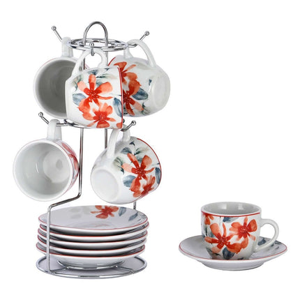 Tazzine Caffè Set 6 Pezzi Fantasia Cadice Con piattini e appendino Borella Casalinghi srl