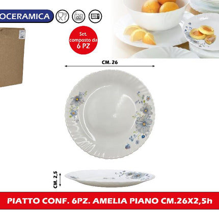 Piatto Conf. 6Pz. Amelia Piano Cm.26X2,5H Cegeco & Alar