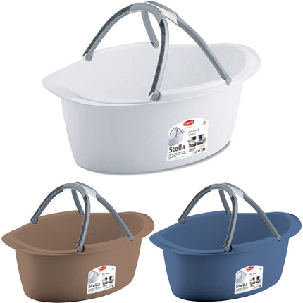 Bacinella Plastica Grande per Panni Bucato Biancheria Rotonda Ovale con Manici