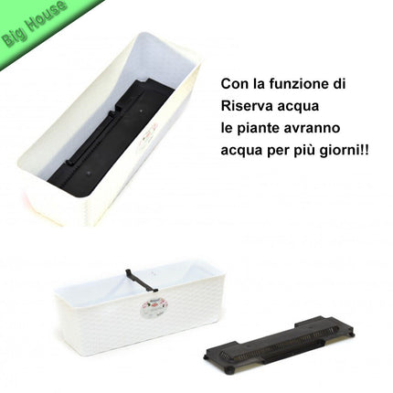 Balconetta Plastica Rettangolare Stefanplast 50X18X16 Cm Con Riserva Per Acqua