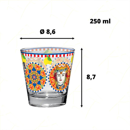 Cerve Bicchiere Acqua In Vetro Set Nadia 250 Ml Decorato Elegante Regalo Lavastoviglie