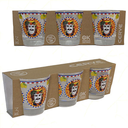Cerve Bicchiere Acqua In Vetro Set Nadia 250 Ml Decorato Elegante Regalo Lavastoviglie