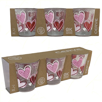 Cerve Bicchiere Acqua In Vetro Set Nadia 250 Ml Decorato Elegante Regalo Lavastoviglie