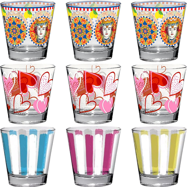 Cerve Bicchiere Acqua In Vetro Set Nadia 250 Ml Decorato Elegante Regalo Lavastoviglie