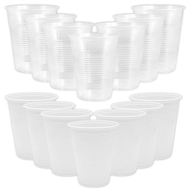 Bicchieri Plastica 200Ml Trasparenti E Bianchi Set 100/200/300/600 Pezzi