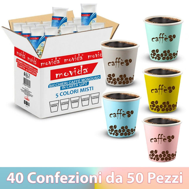 Bicchierini Caffè 75Ml Carta Bio Monouso Assortiti Eco-Friendly Espresso Ufficio