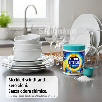 Acido Citrico Puro 500g con Misurino - Anticalcare e Ammorbidente AD Trend