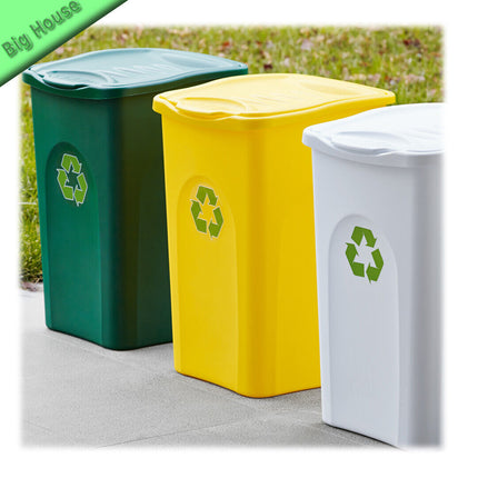 Stefanplast Pattumiera Begreen 50L – Bidone Differenziata Con Coperchio Colorato (Giallo, Verde, Bianco, Blu) Cm 37X37X56H