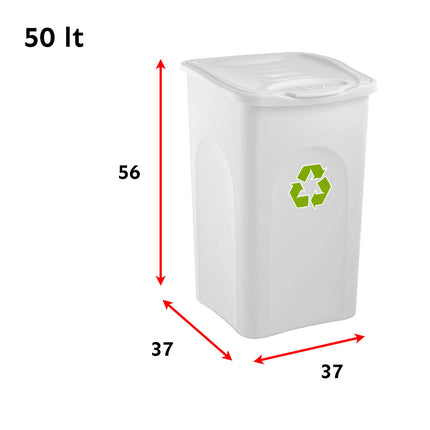 Stefanplast Pattumiera Begreen 50L – Bidone Differenziata Con Coperchio Colorato (Giallo, Verde, Bianco, Blu) Cm 37X37X56H