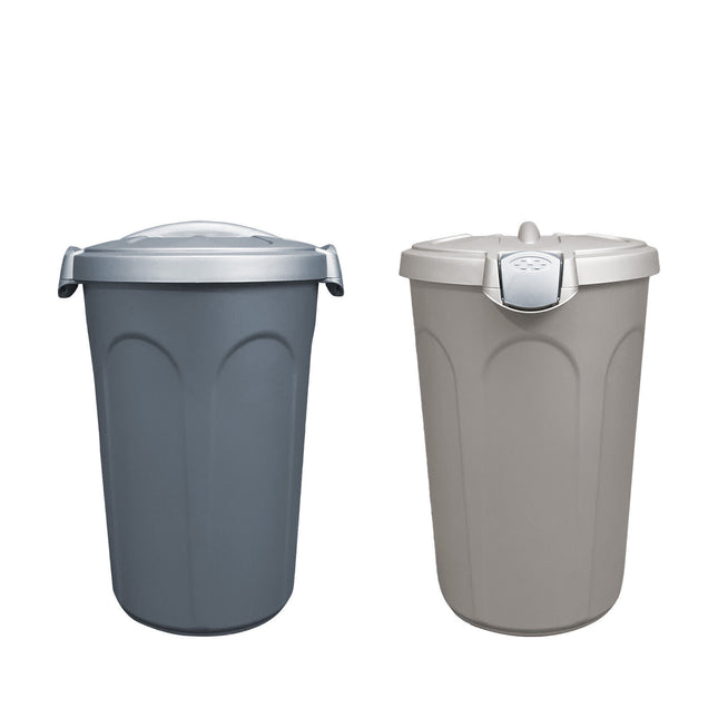 Bidone Multiuso Con Ganci 8/23/46 Litri Chiusura Sicura Colori Argento E Tortora Stefanplast