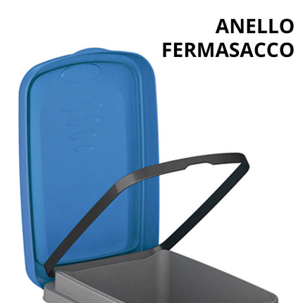 Bidone Spazzatura Plastica Coperchio Colorato Con Ruote Eco System 40L Cestino