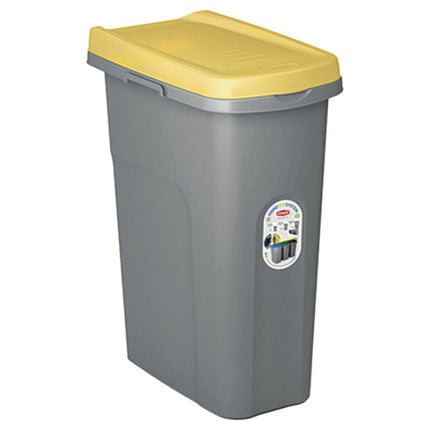 Bidone Spazzatura Plastica Coperchio Colorato Con Ruote Eco System 40L Cestino