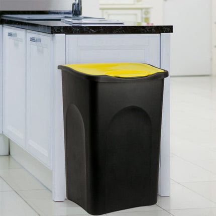 Stefanplast Pattumiera Ecogreen 50L – Bidone Raccolta Differenziata Con Coperchio Colorato (Giallo, Verde, Blu, Grigio) Cm 37X37X56H Per Interno Esterno